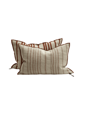 Maison de Vacances Kussen vice versa, toile de myre brodée 290 - rayure argile