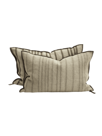 Maison de Vacances Cushion vice versa, toile de myre brodée 290 - rayure ecorce