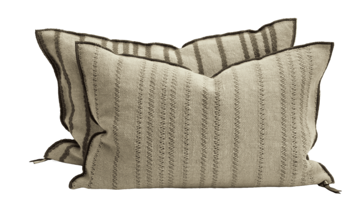 Maison de Vacances Cushion vice versa, toile de myre brodée 290 - rayure ecorce