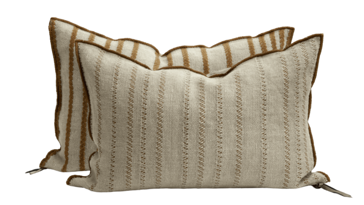 Maison de Vacances Cushion vice versa, toile de myre brodée 290 - rayure bronze