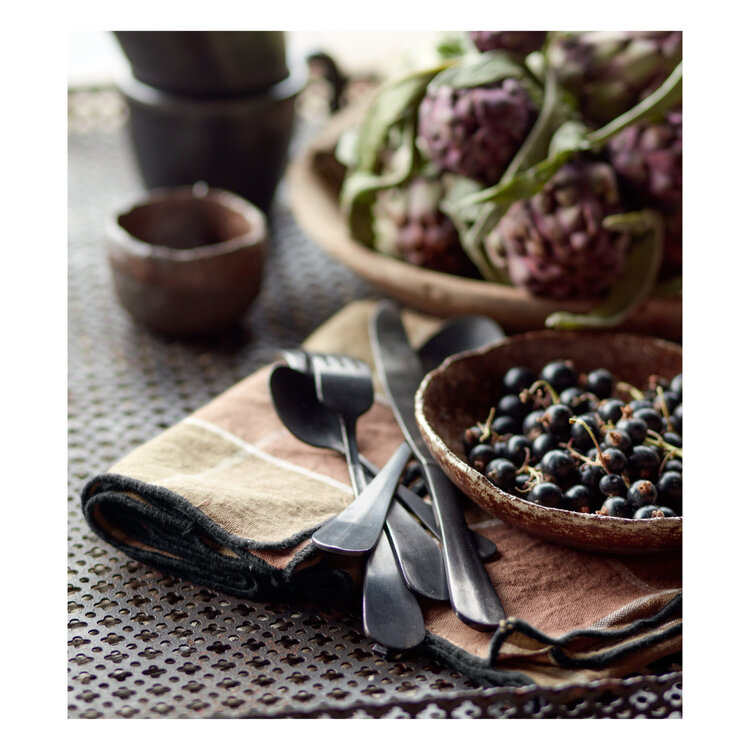 Maison de Vacances Napkin bourdon, canvas mimi nara - nara kaki/bourdon noir