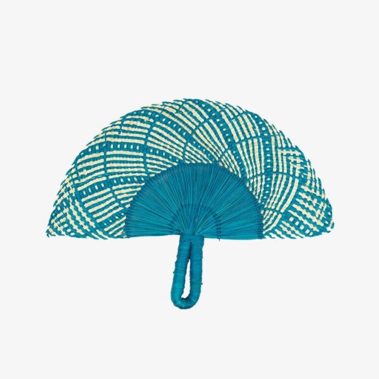 Guanabana handmade Handwoven  fan - blue & beige