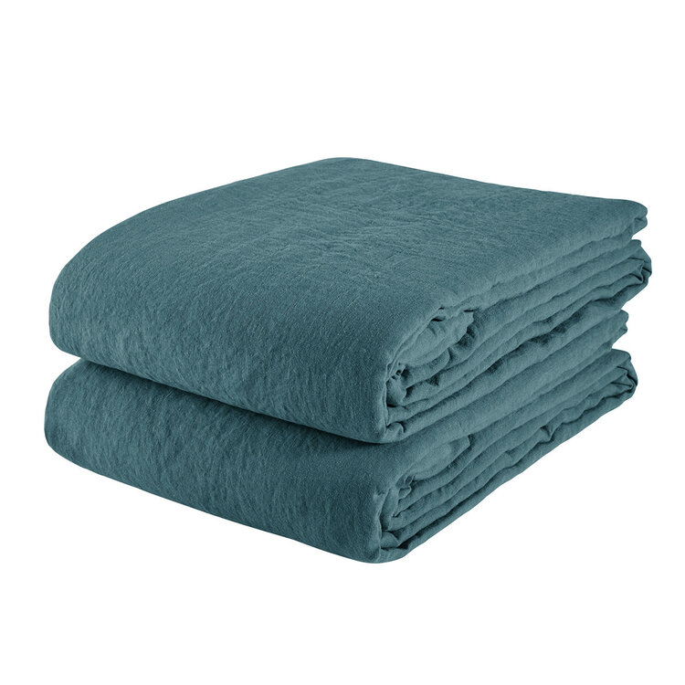 Linge Particulier Flat sheet linen - ocean blue