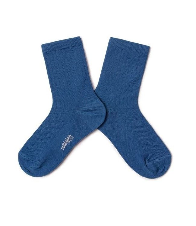Paul - korte sokken in Schots garen - bleu saphir
