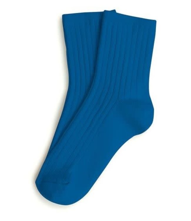 La mini - korte geribde sokken - bleu saphir
