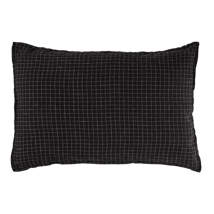 Linge Particulier Kussensloop linnen - black checks
