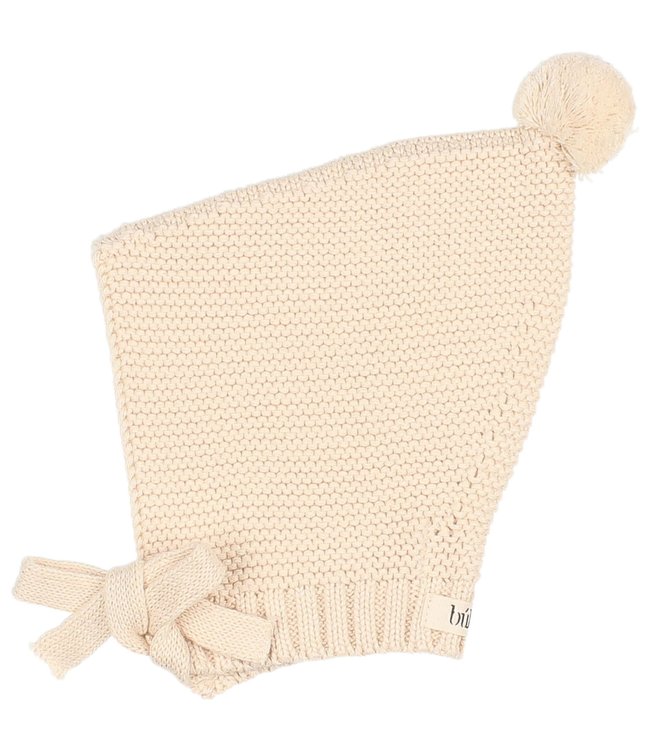 Buho Newborn knit pom pom hat - ecru