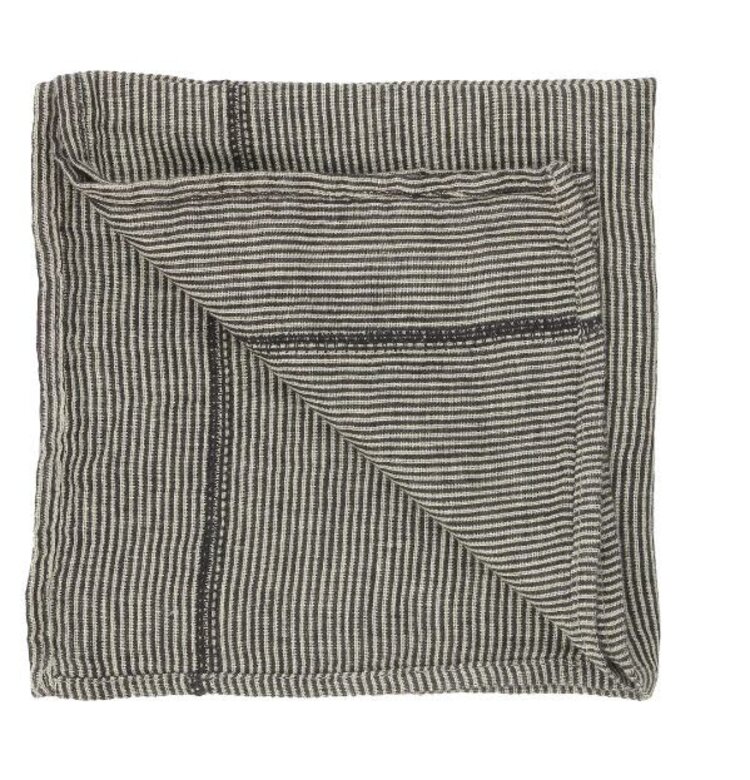 Caravane Napkin Noé, washed linen - laurier stripes