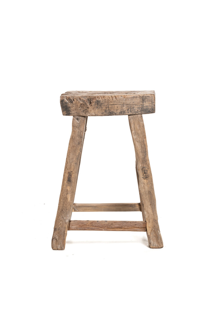 Robuuste kruk verweerd olmhout #69