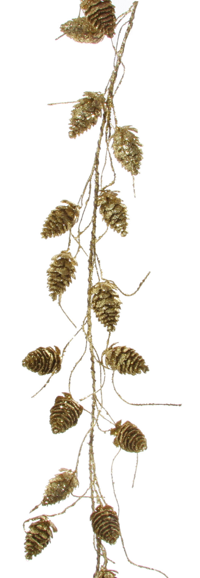 Glitter small cone garland gold