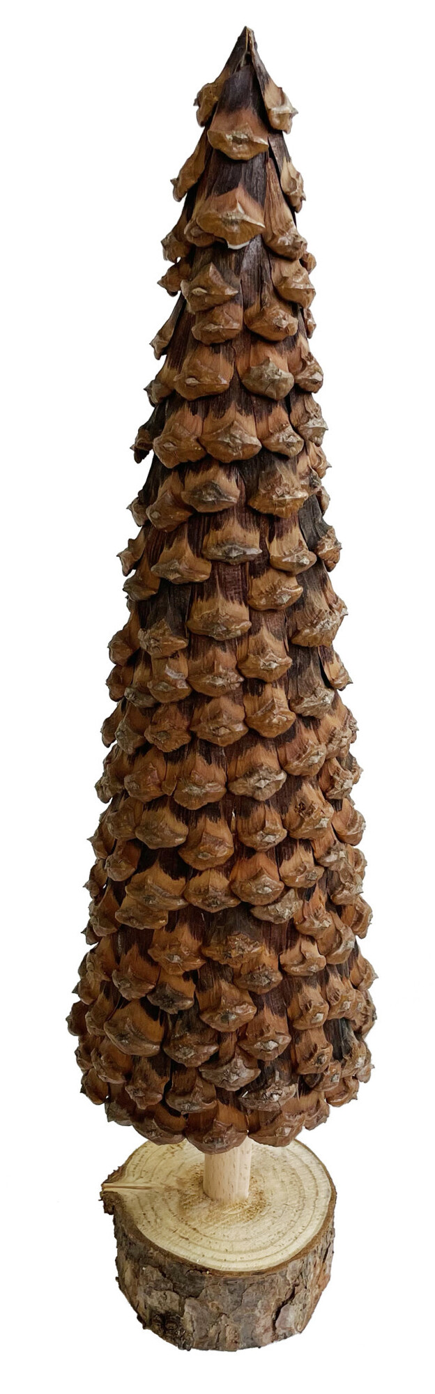 Pinecone scale tree wooden base - natural
