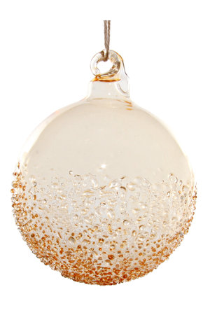 Glass ball transparent light brown iced 8cm