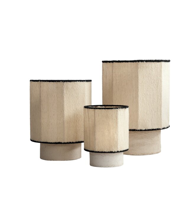 Lamp Kalé Osh sandstone argile blanche / wool écru & black - M