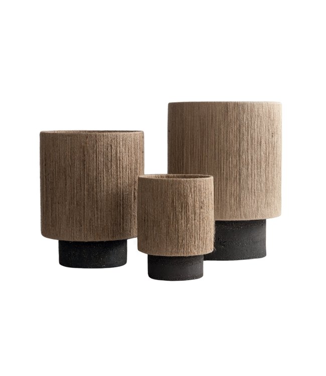 Lamp Kalé Osh sandstone argile noir / jute natural - S