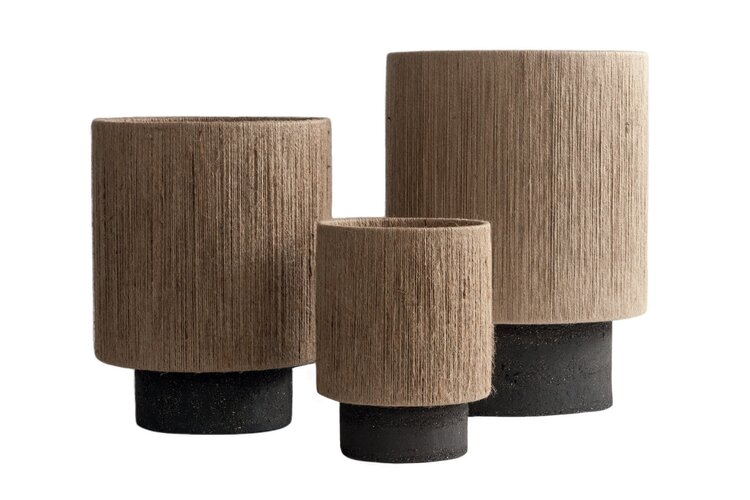 Maison de Vacances Lamp Kalé Osh sandstone argile noir / jute natural - S