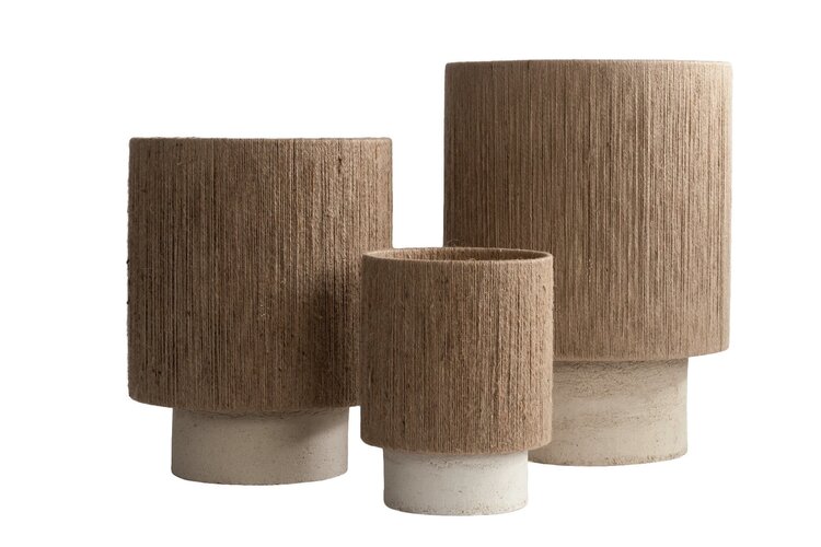 Maison de Vacances Lamp Kalé Osh zandsteen argile blanche / jute natural - L