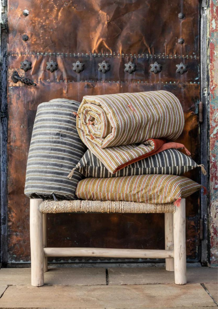 Caravane Yuka eucalyptus and woven cotton footrest