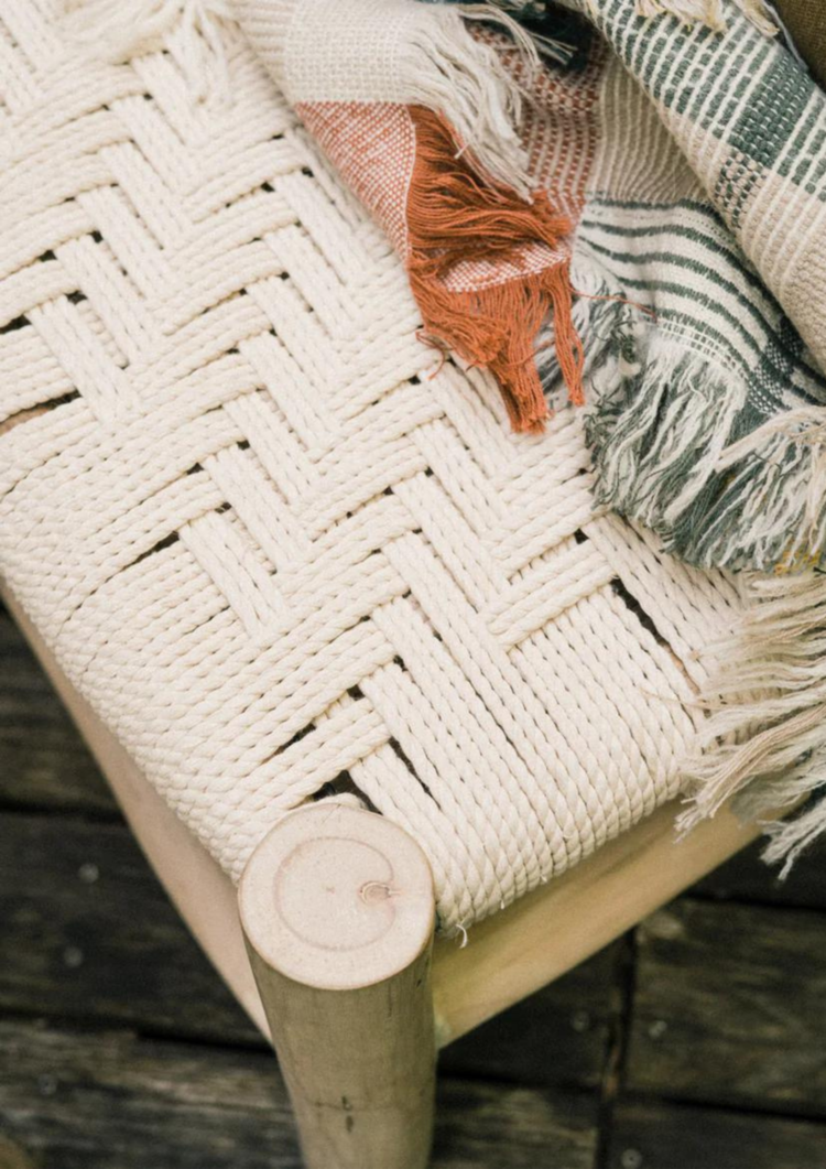 Caravane Yuka eucalyptus and woven cotton footrest