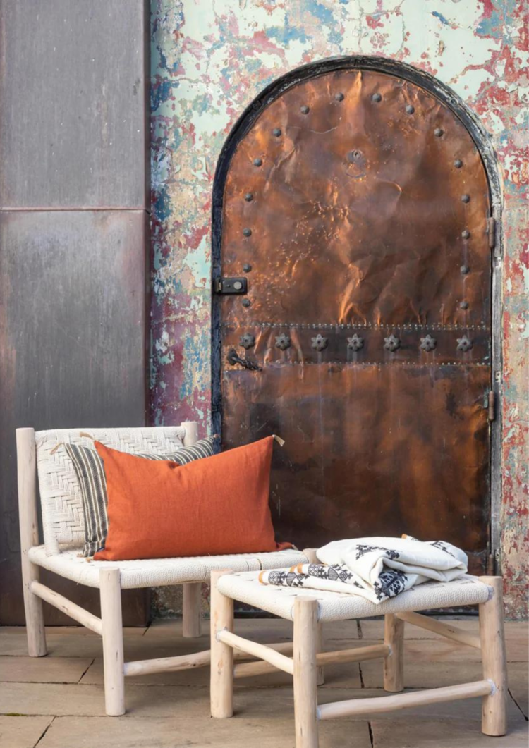 Caravane Yuka eucalyptus and woven cotton footrest