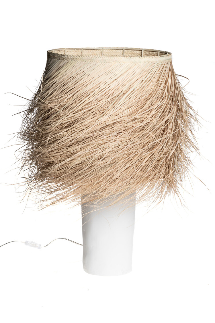 Rock The Kasbah Witte klei tafellamp cilinder GM - palm