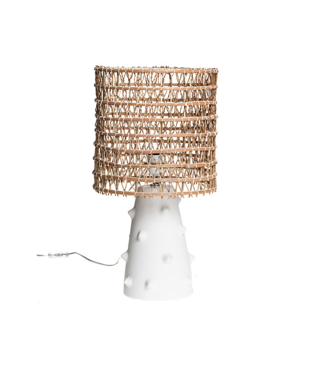 Rock The Kasbah White ceramic table lamp N°2 PM - date palm branch