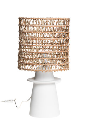 Rock The Kasbah White ceramic table lamp N°1 PM - date palm branch