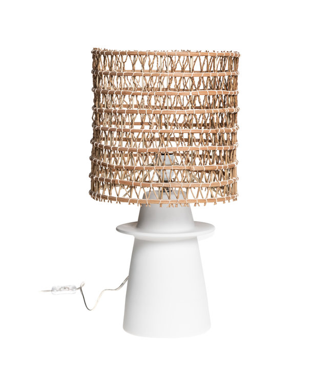 Rock The Kasbah White ceramic table lamp N°1 PM - date palm branch