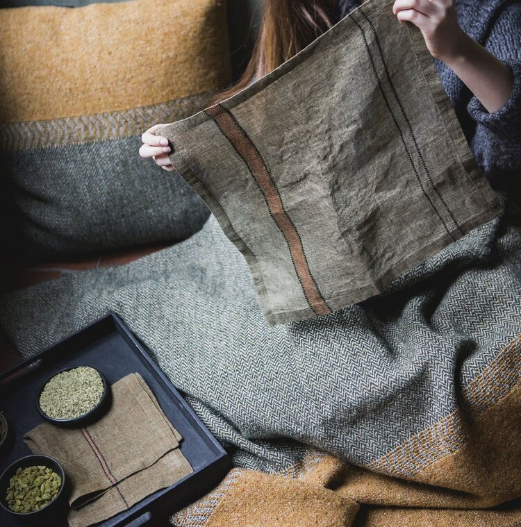 Libeco Marie servet - bronze stripe