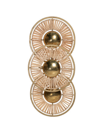 Wall lamp raffia & brass
