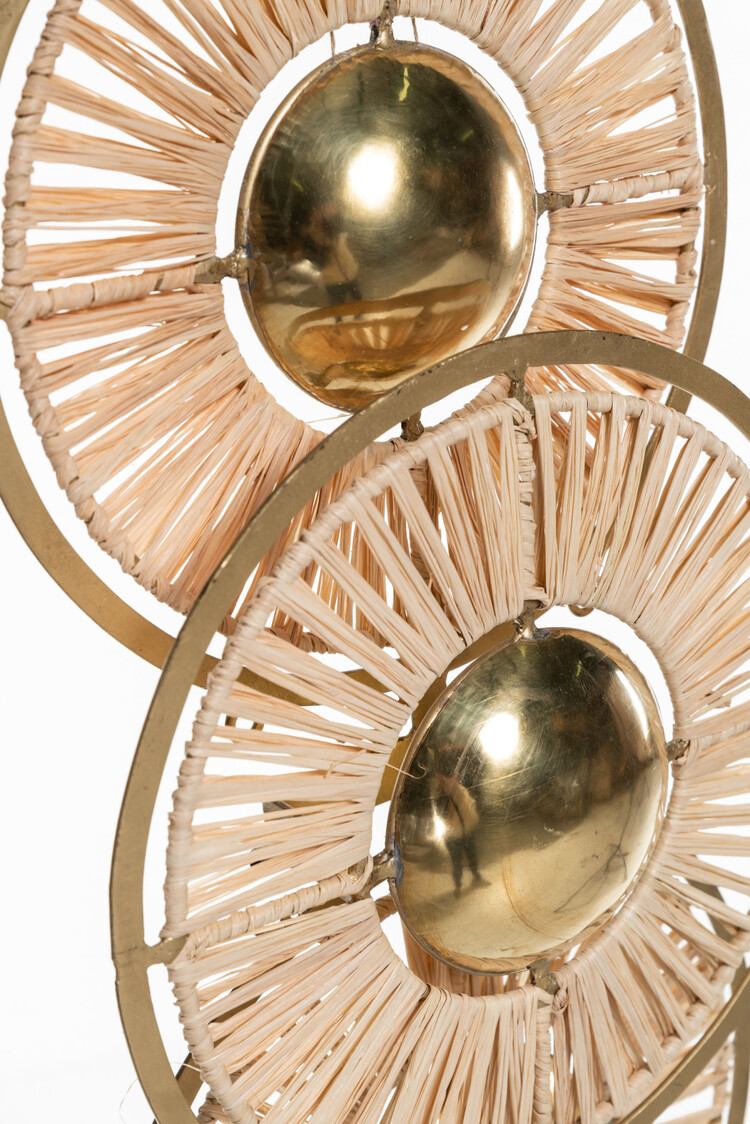 Wall lamp raffia & brass