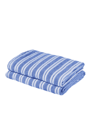 Linge Particulier Duvet cover linen - large blue stripe