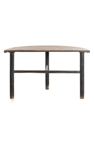 Semi-round hall table, patinated elm - 134 cm