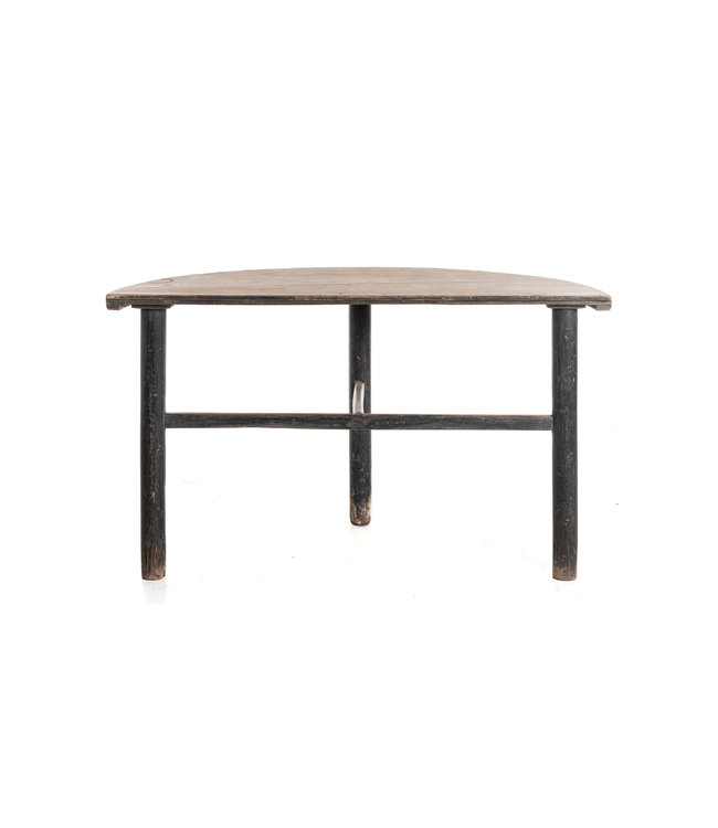 Semi-round hall table, patinated elm - 134 cm