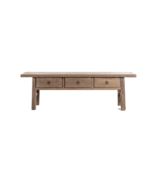 Coffee table with 3 drawers, elm - 164 cm