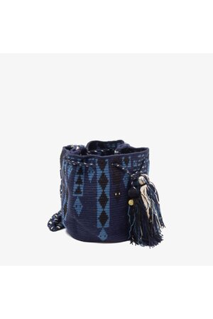 Guanabana Crossbody Wayuu Mochila - Batista - blauw & zwart