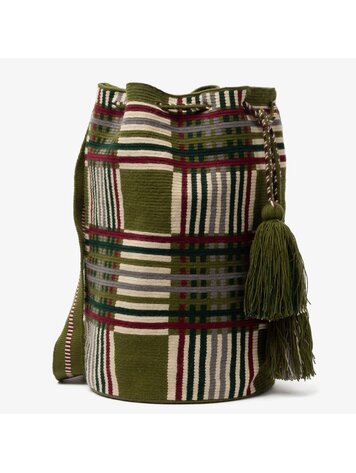 Guanabana handmade Tula bag - palmas - kaki & bordeaux