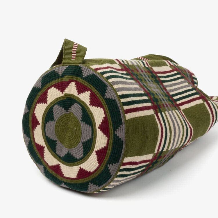 Guanabana handmade Tula bag - palmas - kaki & bordeaux