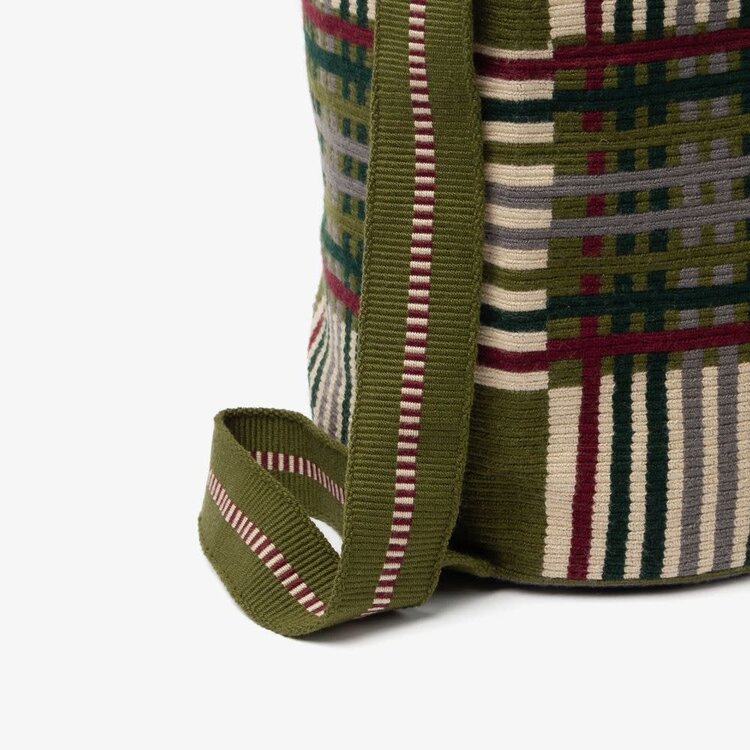 Guanabana handmade Tula bag - palmas - kaki & bordeaux