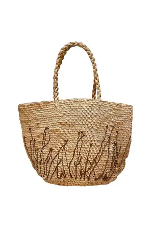 Made in Mada Alice flower tas M - naturel