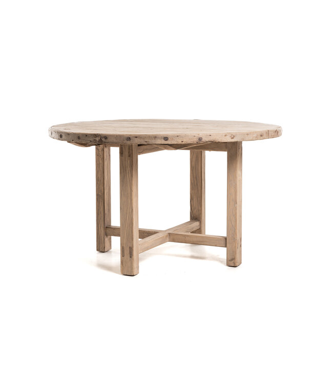 Round table with wooden base #4, elm wood