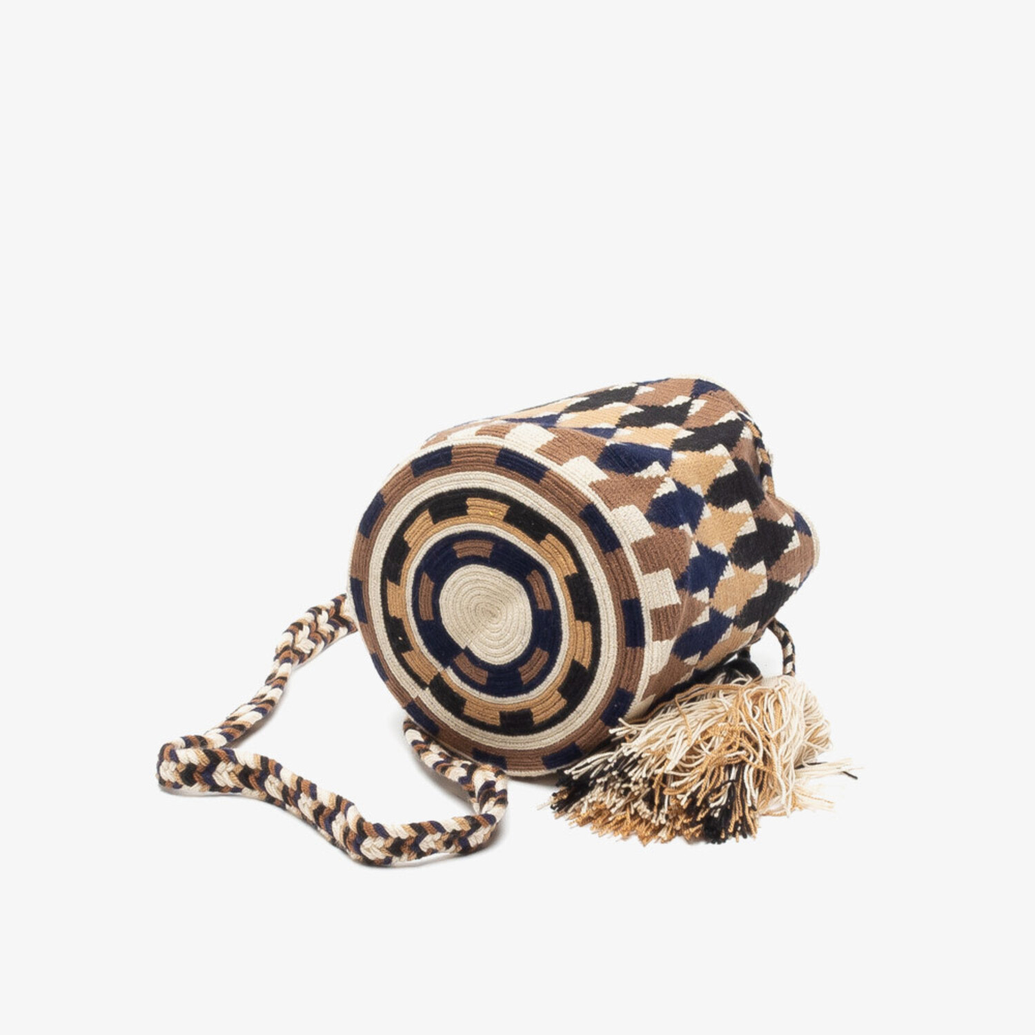 Crossbody Wayuu Mochila - Oakville - brown & navy - Couleur Locale