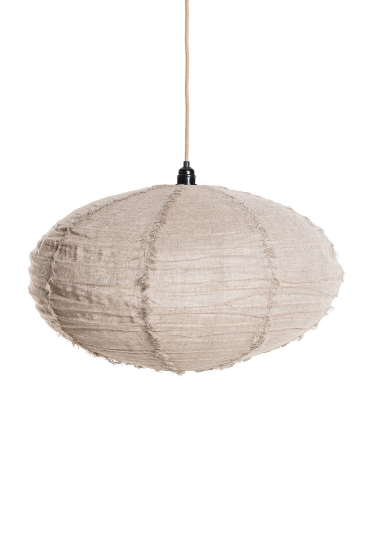 Pendant bizz linen - oval - gravel fringe