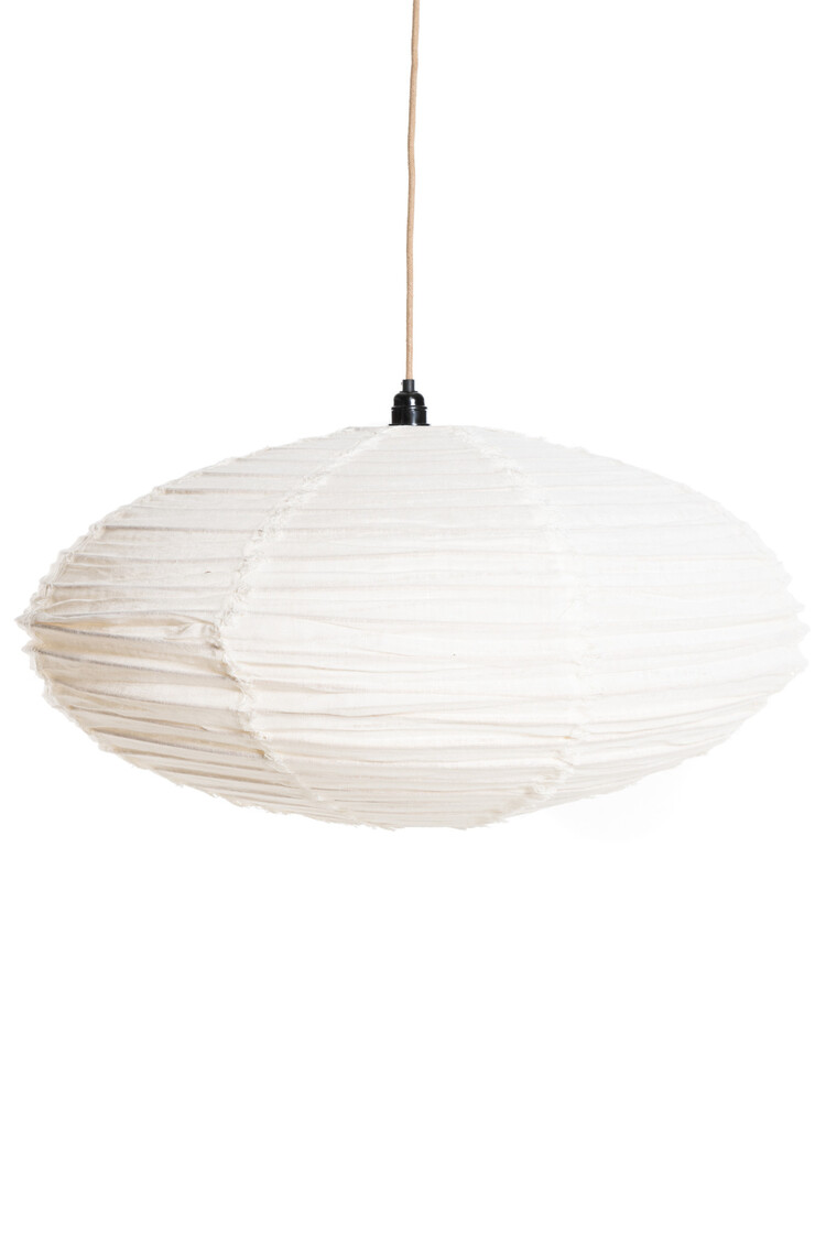 Pendant bizz linen - oval - white fringe