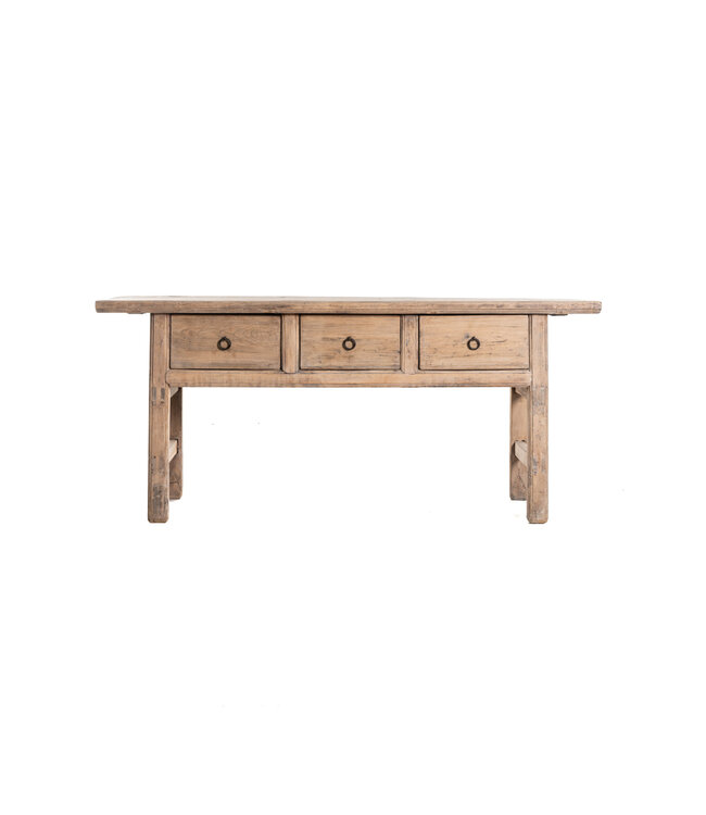 Console with 3 drawers, elm wood - 191 cm