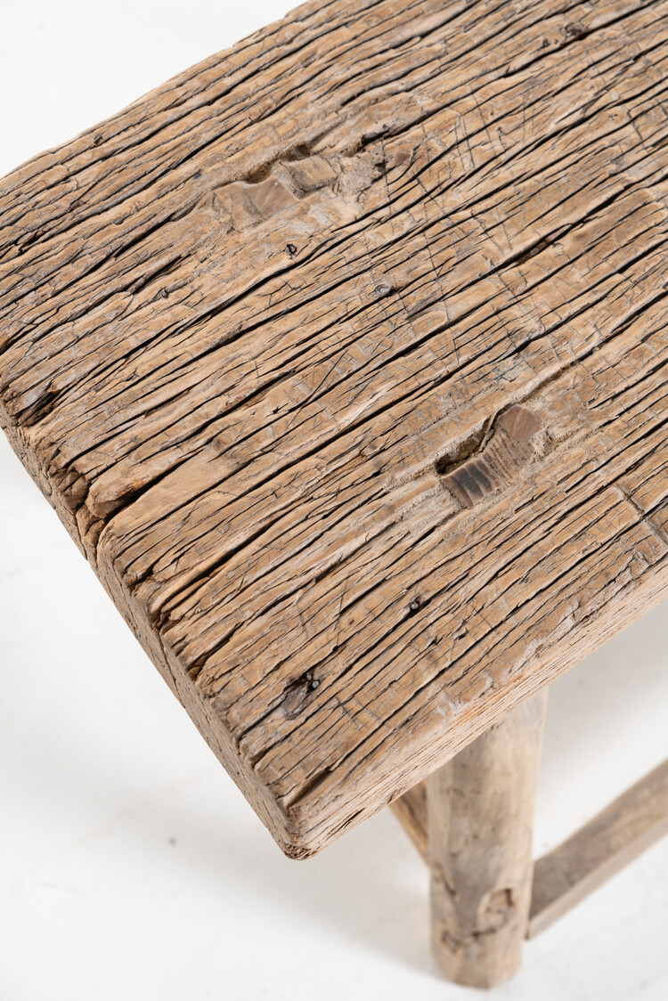 Old rectangular side table elm wood #33