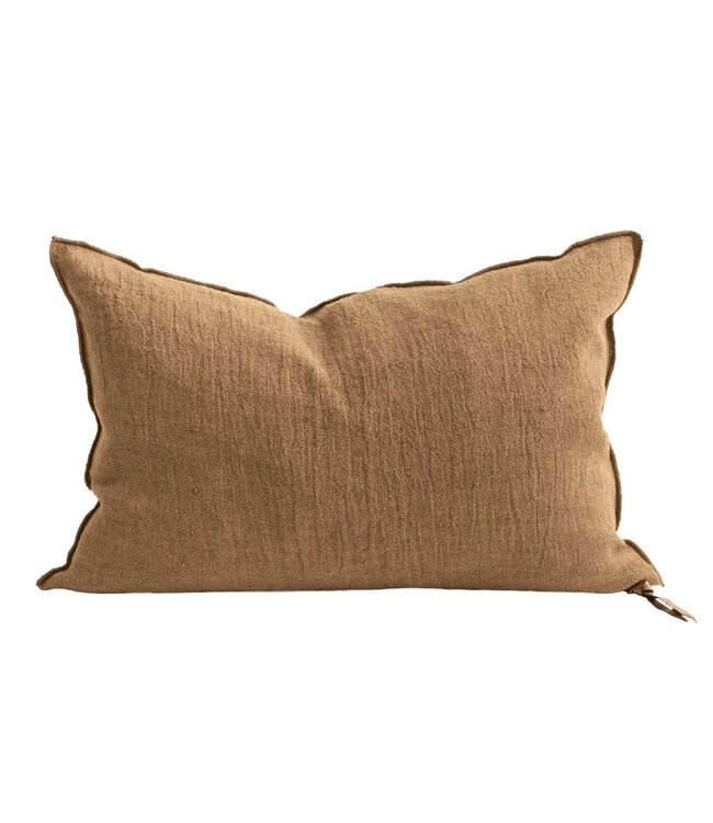 Cushion vice versa, washed linen crepon - terracotta