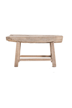 Side table with thick top weathered elm wood