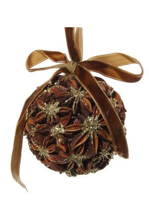 Star anise Christmas ball with glitters - gold