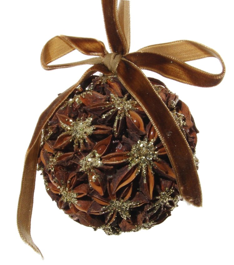 Star anise Christmas ball with glitters - gold