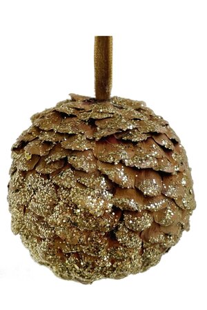 Fir cone scale Christmas ball with glitters - gold